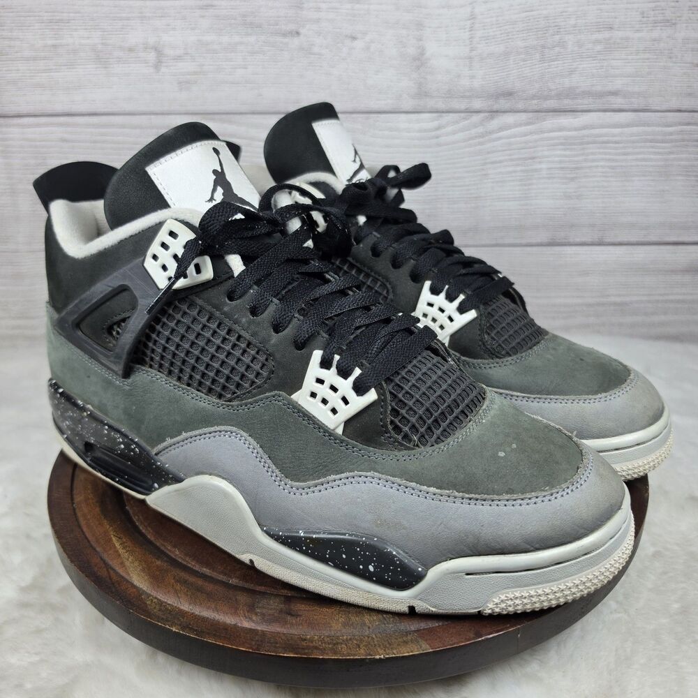 Air Jordan 4 Retro Fear 2024 Sneaker Black Grey White Mens Sz 13 FQ8138-002